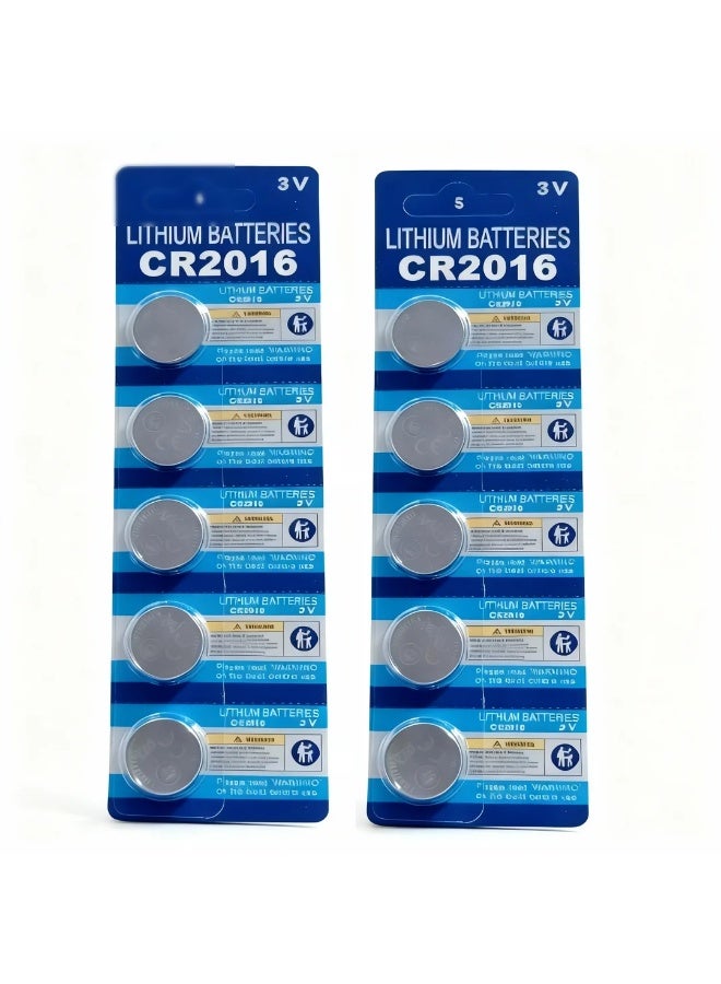 وبوت جي سي سي بطارية CR2016 ليثيوم 3 فولت عبوة 10 قطع (2×5 خلايا) بطاريات زرية عالية الجودة بجهد ثابت وعمر تخزين طويل وطاقة موثوقة للساعات، مفاتيح السيارات، أجهزة التحكم، الآلات الحاسبة والأجهزة الإلكترونية الرفيعة - Image 1